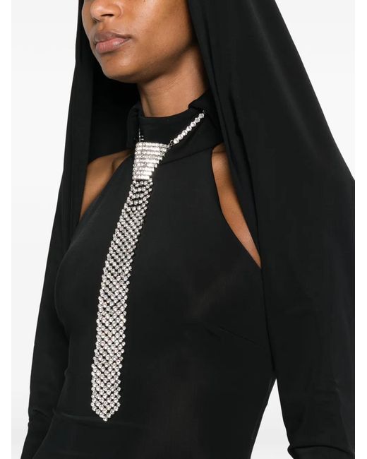 MITILIANE COUTURE Black Crystal-Embellished Maxi Dress