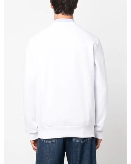 Lacoste White Logo-Embroidered Sweatshirt for men