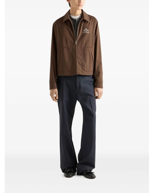 Prada Brown Logo-Embroidered Jacket for men