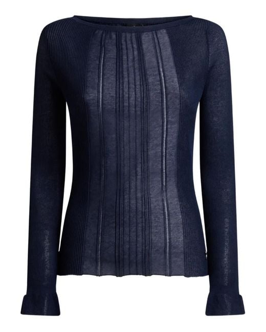 Etro Blue See-Through Jacquard Sweater