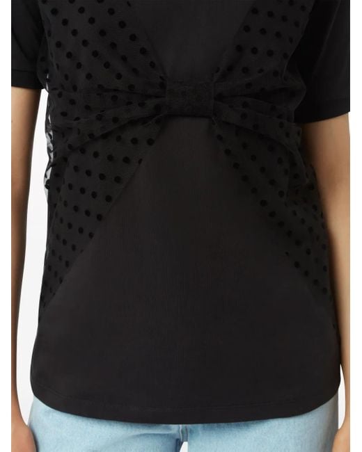 Nina Ricci Black Bow-Detail Cotton T-Shirt