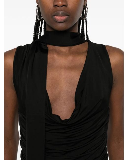 AYA MUSE Black Self-Tie Draped Top