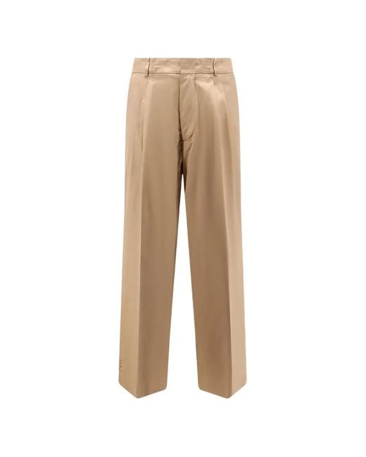 Amaranto Natural Pleated Wide-Leg Trousers for men