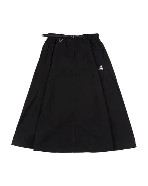 Nike "Smith Summit" Geplooide Midi-Rok in het Black