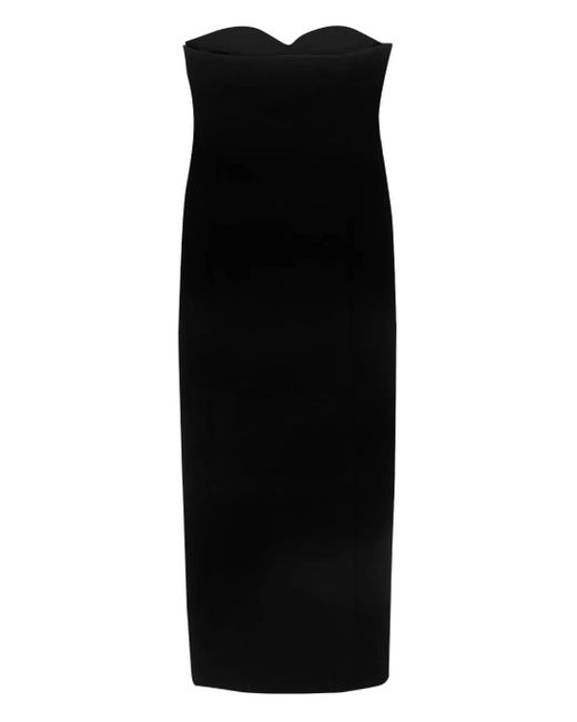 Khaite Black Midi Dress With Sweetheart Neckline