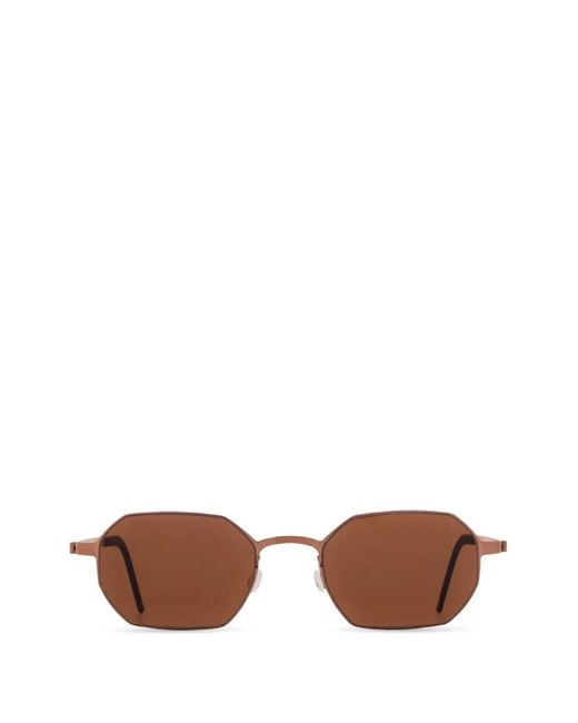 Lindberg Brown Geometric-Frame Titanium Sunglasses