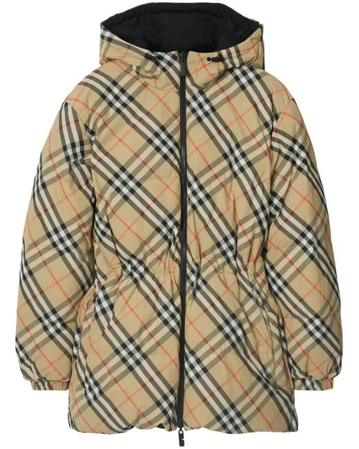 Burberry Metallic Reversible Check Nylon Hooded Puffer Jacket