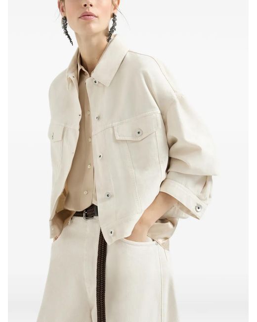 Brunello Cucinelli White Linen And Cotton Blend Jacket