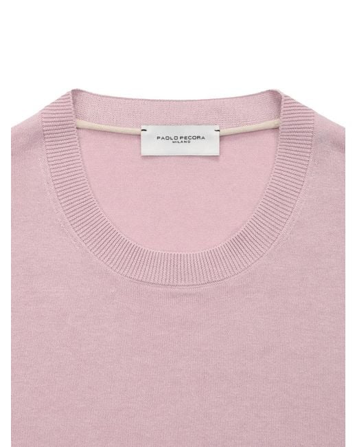 Paolo Pecora Pink Short-Sleeved Crew-Neck Sweater for men