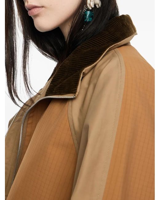 Bimba Y Lola Brown Corduroy-Collar Zip-Up Jacket