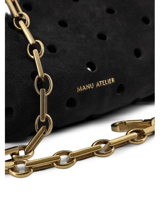 MANU Atelier Black Mini Cylinder Perforated Shoulder Bag