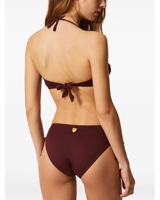 Twinset Purple Bandeau Bikini Top With Embroidery