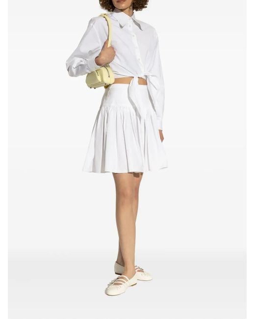 Stuart Weitzman White Celeste Buckle-Embellished Ballet Flats