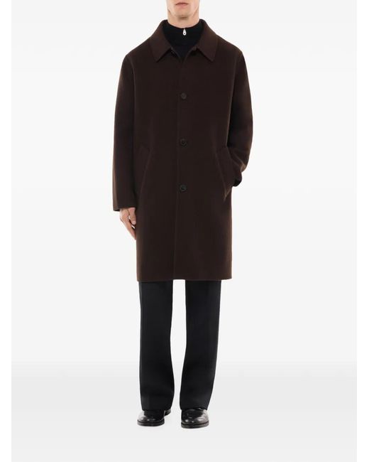 Fursac Black Wool Button-Front Overcoat for men