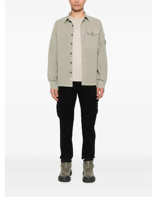 C P Company Green Lens-Detail Corduroy Shirt for men