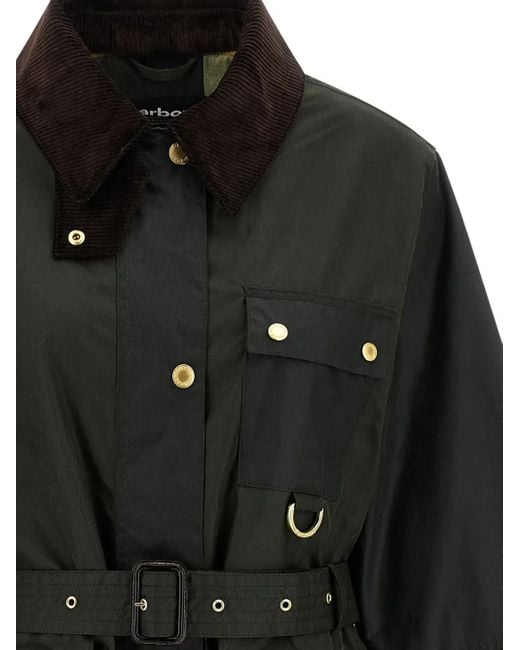 Barbour Black Milda Waxed Trench Coat