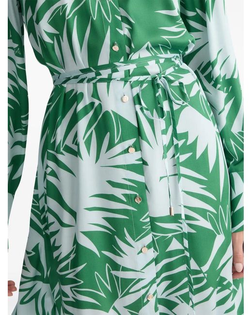 Liu Jo Green Mini Dress With And Leaves Printed