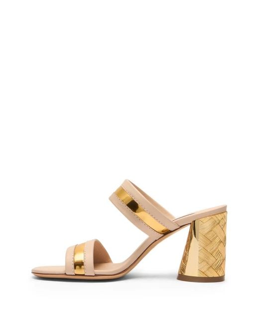 Casadei Cleo Reflex Metallic-Trim Woven Heel Sandals