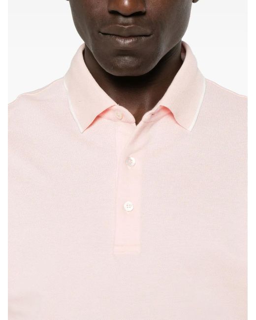 メンズ Canali ピケ ポロシャツ Pink