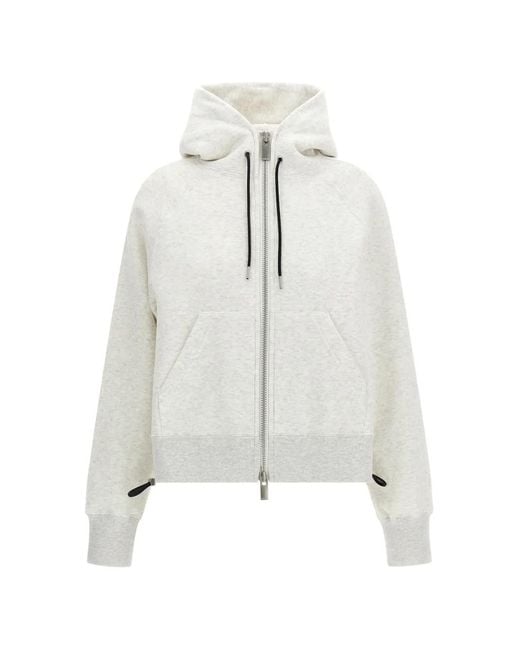 Sacai White Zip-Up Flared Hoodie