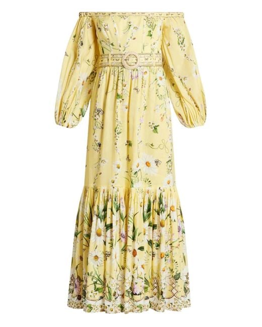 Abito Lungo Daisy Chains di Camilla in Yellow
