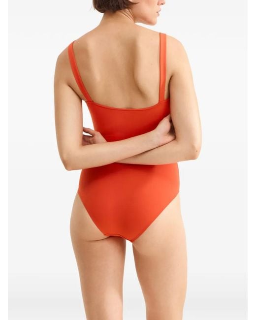 Eres Red Dahabiya Button-Detail Swimsuit