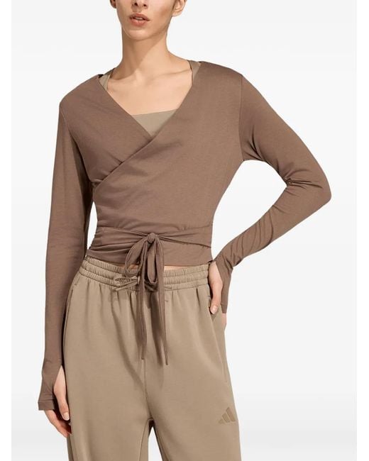 Adidas Natural 3-Stripes Studio Wrap Top