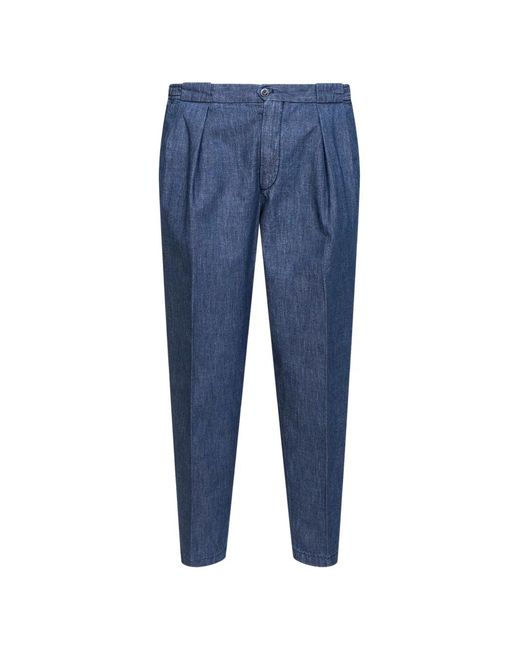 Briglia 1949 Blue Pleated Tapered Trousers for men