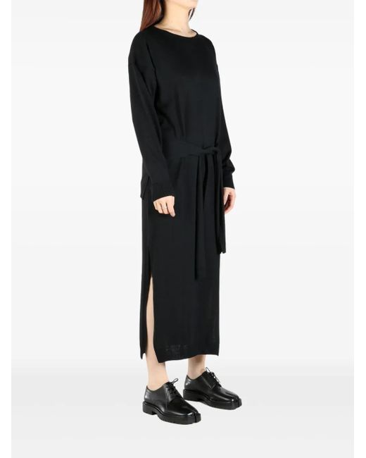 Lemaire Black Knot-Detail Midi Dress