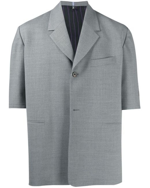 McQ Wolle Kurzärmeliges Hemd im Sakko-Stil in Grau für Herren - Lyst