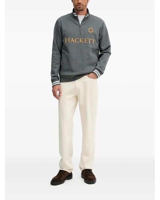 Hackett Gray Half-Zip Sweatshirt for men