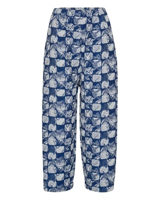 Henrik Vibskov Blue Patterned Elasticated Waistband Trousers for men