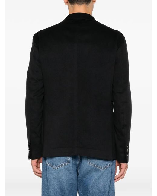 Tagliatore Black Single-Breasted Buttoned Blazer for men