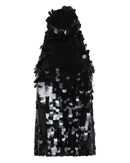 P.A.R.O.S.H. Black Full-Sequin Stretch Halter Neck Blouse