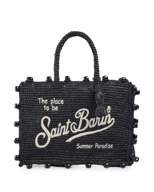 Mc2 Saint Barth Black Colette Bead-Embellished Shoulder Bag