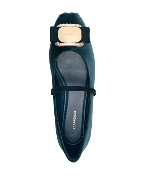 Ferragamo Blue New Vara Ballet Flats