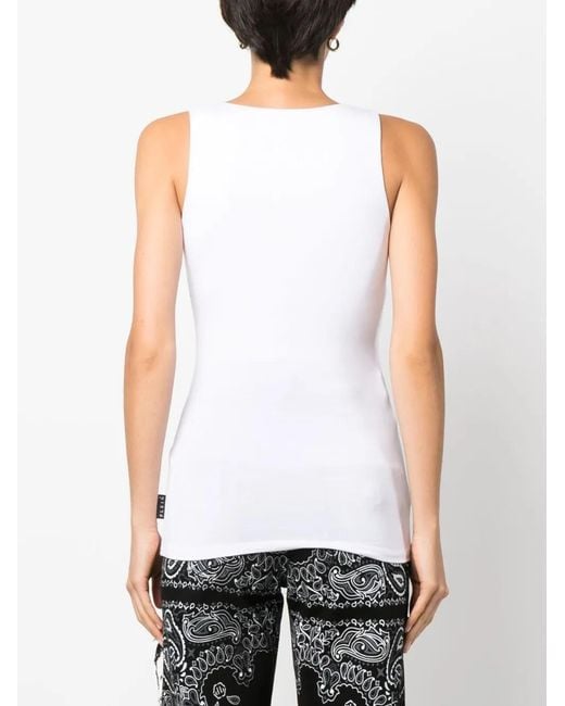 Philipp Plein White Logo-Patch Tank Top