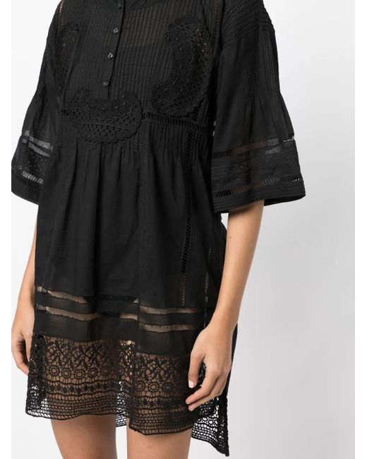 DSquared² Black Sangallo Cotton Tunic Dress