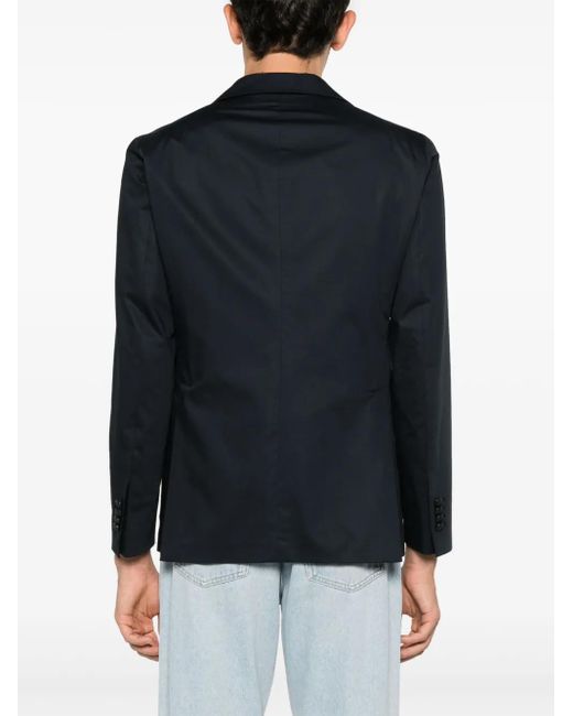 Tagliatore Blue Notched-Lapels Single-Breasted Blazer for men