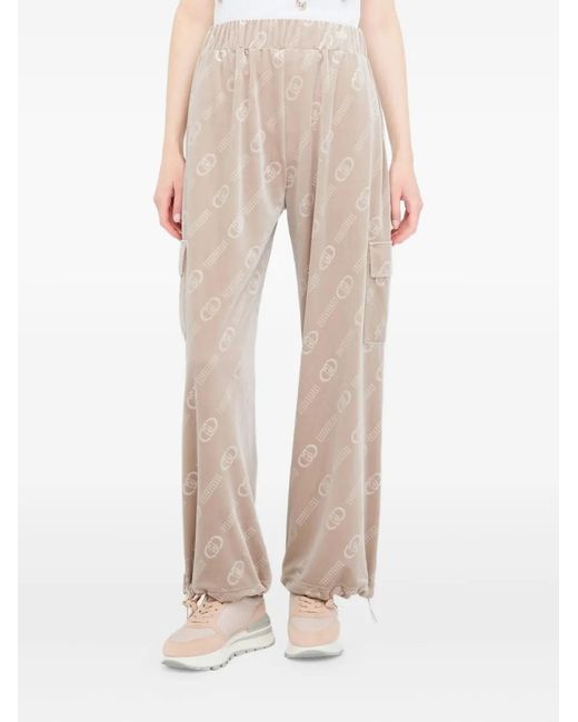Liu Jo Natural Logo-Pattern Cargo Trousers