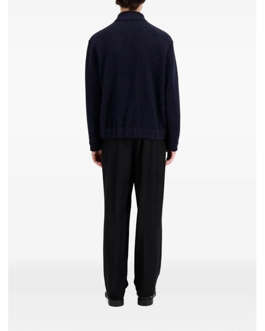 Harris Wharf London Blue Bouclé-Knit Bomber Jacket for men
