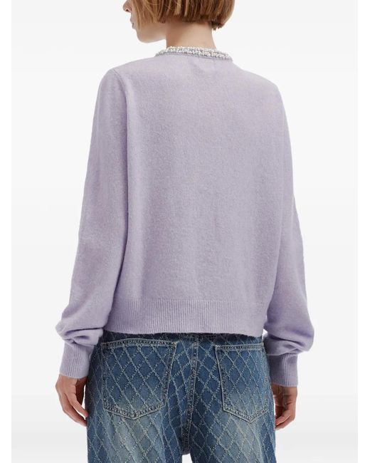B+ AB Purple Faux-Pearl Embellished Cardigan