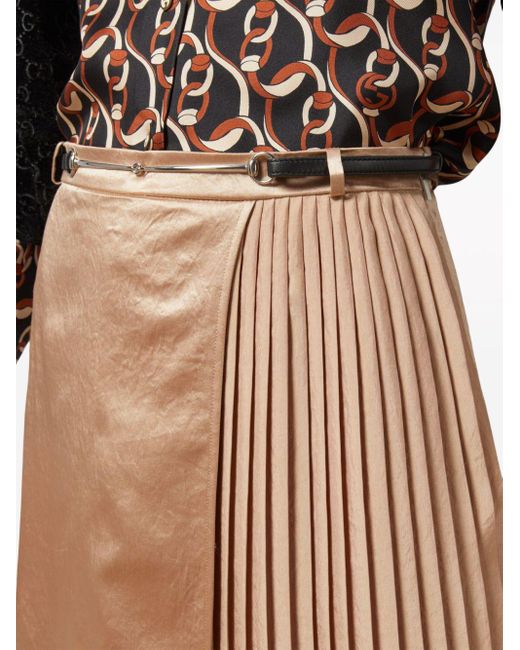 Gucci Brown Belted Pleated Miniskirt