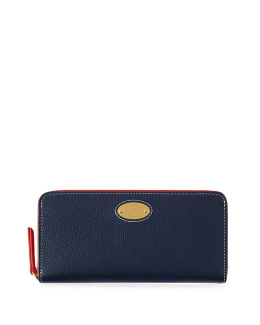 Mulberry Blue Logo-Plaque Grained-Leather Purse