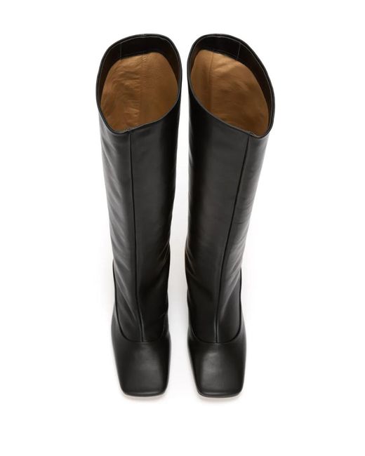 J.W. Anderson Black Leather Chain-Heel Knee-High Boots 75