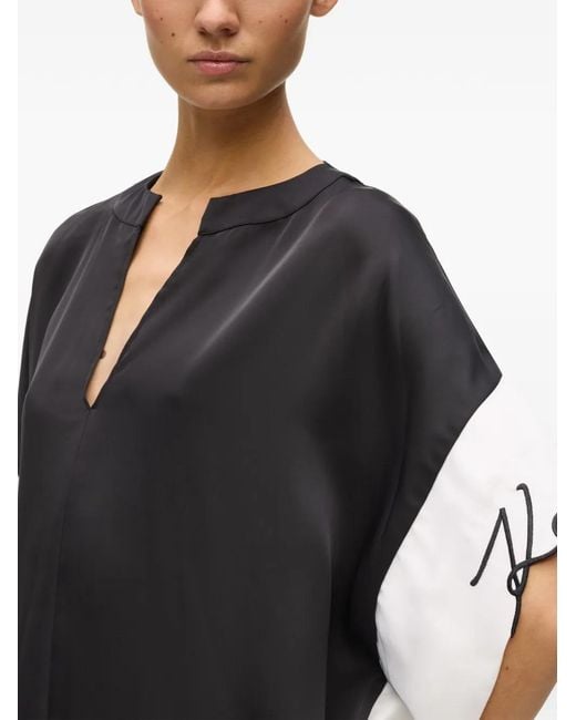 Karl Lagerfeld Black Mini V-Neck Colourblock Dress
