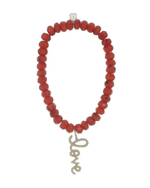 Sydney Evan Red 14Kt Love Script Diamond Bracelet