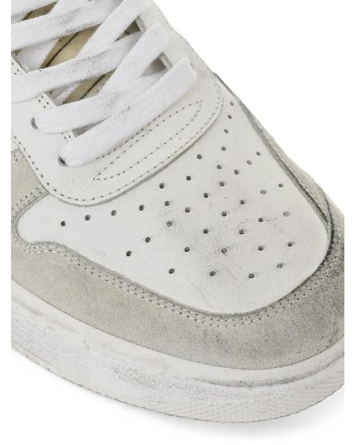 TRYPEE White Distressed Leather Sneakers for men