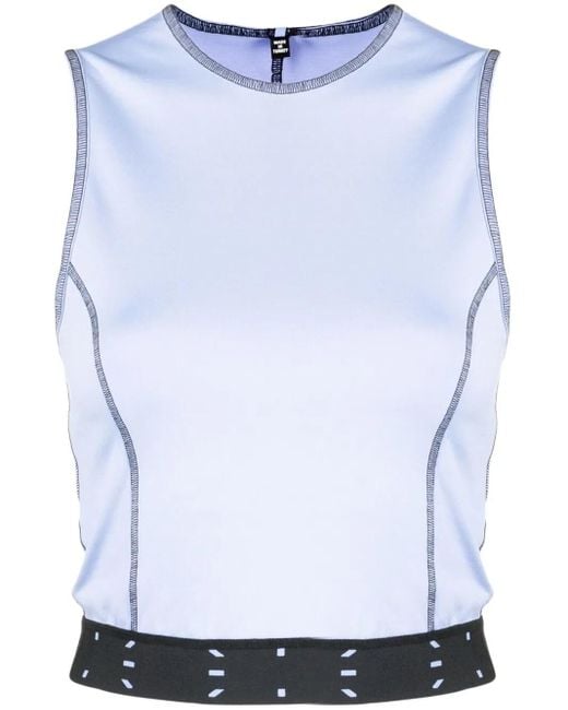 McQ Alexander McQueen Blue Sleeveless Cropped Top