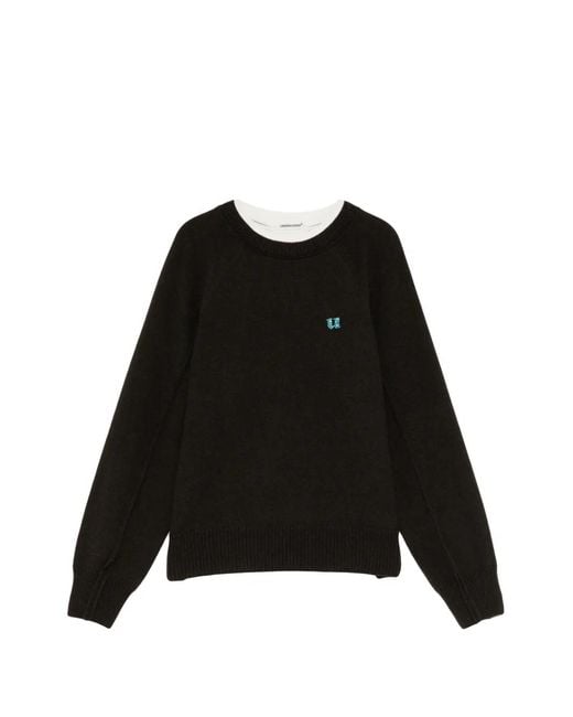 Undercover Black Crystal-Embellished Raglan-Sleeve Jumper